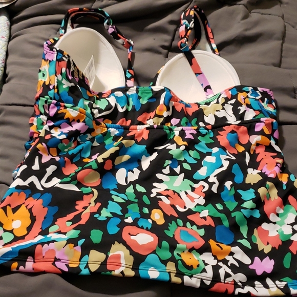 Color Solutions Shirred Tankini Swim Top - Picture 9 of 9